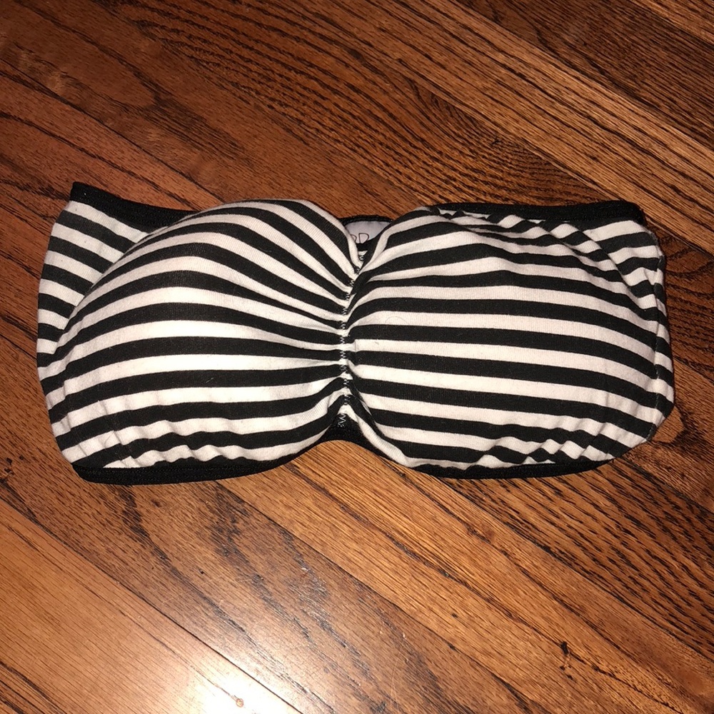 Striped Black and White Bandeau Bra